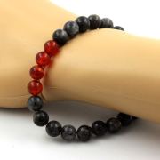 Labradorite + Red Agate Bracelet 8 mm Beads.