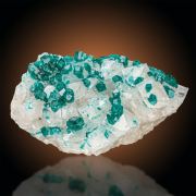 Dioptase  on Calcite