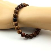 Mahogany obsidian + wood Bracelet 8 mm Beads.