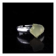 Silver Plated raw Spodumene Hiddenite Ring. 9.58 ct.