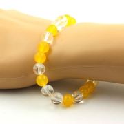 Yellow Agate + Quartz Bracelet 8 mm Beads.