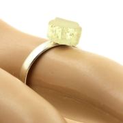 Silver Plated raw Spodumene Hiddenite Ring. 9.58 ct.