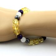 Purple Tiger's Eye + Citrine + Moonstone + Hematite Bracelet 8 mm Beads.