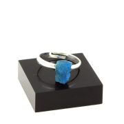 Silver Plated raw neon blue Apatite Ring. 9.52 ct.