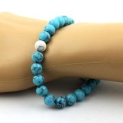 Turquoise + Howlite Bracelet 8 mm Beads.