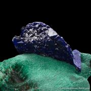 Azurite on chatoyant Malachite