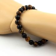 Tiger's Eye + Black Agate Bracelet 8 mm Beads.