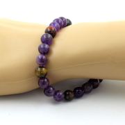 Multicolor Tiger's Eye + Amethyst Bracelet 8 mm Beads.