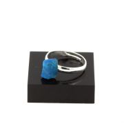 Silver Plated raw neon blue Apatite Ring. 9.52 ct.