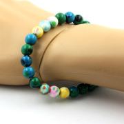 Chrysocolla + Blue Orange Jasper + Purple Yellow Jasper + Pink Green Jasper Bracelet 8 mm Beads.