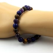 Lapis Lazuli + Tiger's Eye + Amethyst Bracelet 8 mm Beads.