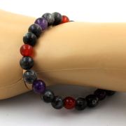 Labradorite + Amethyst + Red Agate Bracelet 8 mm Beads.