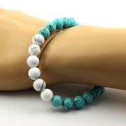 Howlite + Turquoise Bracelet 8 mm Beads.