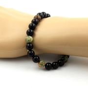 Black Agate + Peruvian Turquoise Bracelet 8 mm Beads.