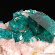 Dioptase on Calcite