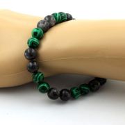 Labradorite + Malachite Bracelet 8 mm Beads.