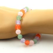 Aventurine + Orange Chalcedony + Pink Quartz + Lavender Chalcedony Bracelet 8 mm Beads.