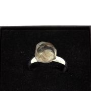 Silver Plated raw petroleum Quartz Ring. 9.82 ct.