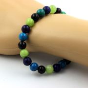 Lapis Lazuli + Chrysocolla + Peridot + Black Agate Bracelet 8 mm Beads.