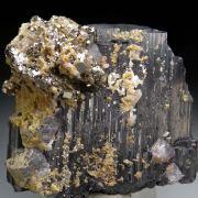 Siderite, Fluorite, Pyrite on Ferberite