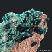 Dioptase on Dolomite with Malachite