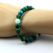 Amazonite + Chrysocolla + Malachite + Green Agate Bracelet 8 mm Beads.