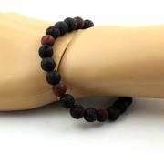 Lava + Matte Red Tiger's Eye Bracelet 8 mm Beads.