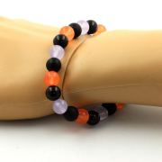 Orange Chalcedony + Black Agate + Lavender Chalcedony + Matte Black Onyx Bracelet 8 mm Beads.