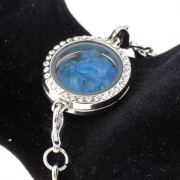 Raw neon blue Apatite strap Medallion 25mm model.