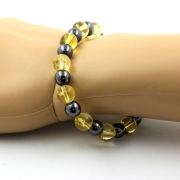 Citrine + Hematite Bracelet 8 mm Beads.