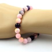 Pink Opal + Amethyst Bracelet 8 mm Beads.