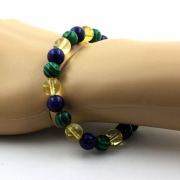 Citrine + Lapis Lazuli + Malachite Bracelet 8 mm Beads.