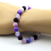 Purple Tiger's Eye + Blue Purple Jasper + Lavender Chalcedony + Matte Purple Mica Bracelet 8 mm Beads.