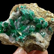 Dioptase, calcite, quartz