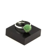 Silver Plated raw Tsavorite Garnet Ring. 10.67 ct.