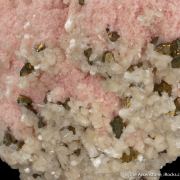 Rhodochrosite with Stilbite and Chalcopyrite