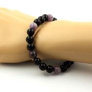 Black Agate + Purple Mica from Tanzania Bracelet 8 mm Beads.