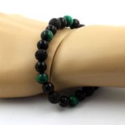 Green Tiger's Eye + Lava + Black Agate Bracelet 8 mm Beads.