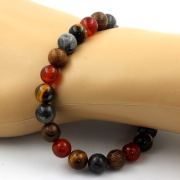 Tiger's Eye + Labradorite + Red Agate + Wood Bracelet 8 mm Beads.