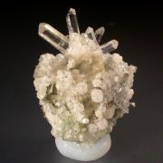 Analcime with Calcite and Prehnite on Quartz