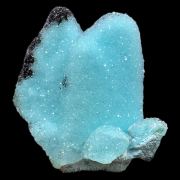 Chrysocolla pseudo. after gypsum, quartz, malachite