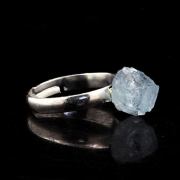 Silver Plated raw Aquamarine Ring. 9.71 ct.