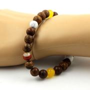 Banded Agate + Yellow Agate + Howlite + Wood Bracelet 8 mm Beads.