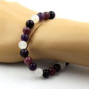 Purple Tiger's Eye + Amethyst + Moonstone + Lepidolite Bracelet 8 mm Beads.