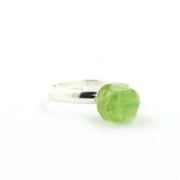 Silver Plated raw Peridot Ring. 11.88 ct.