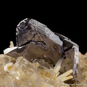 Galena (twinned) on Quartz with Fluorite & Calcite