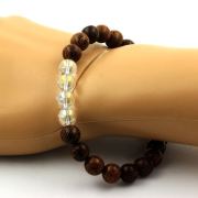 Quartz Titanium + wood Bracelet 8 mm Beads.