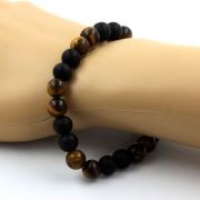 Tiger Eye + Matte Black Onyx Bracelet 8 mm Beads.