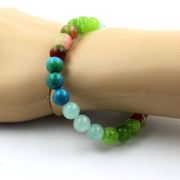 Watermelon Tourmaline + Chrysocolla + Angelite + Peridot Bracelet 8 mm Beads.