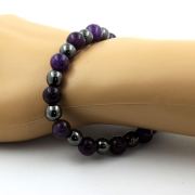 Amethyst + Hematite Bracelet 8 mm Beads.